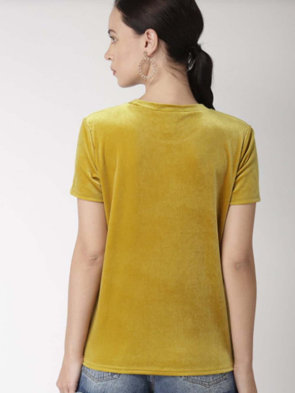 Forever 21 Velvet Short Sleeve Tee Butter Yellow Gold Size Medium - Picture 4 of 10